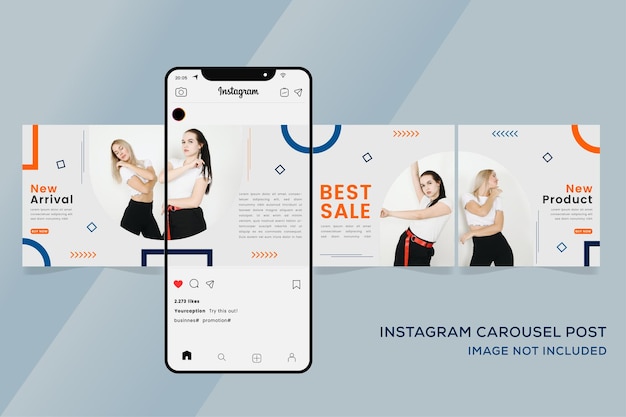 Plik wektorowy baner szablonów instagram karuzela na sprzedaż mody kolorowe premium
