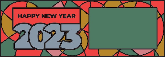 Plik wektorowy baner szczęśliwego nowego roku 2023 w stylu retro. logo 2023. karta noworoczna, okładka, szablon, media społecznościowe.