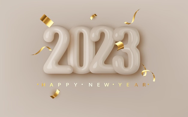Baner Szczęśliwego Nowego Roku Z Błyszczącą Liczbą 2023 Kartka Z życzeniami