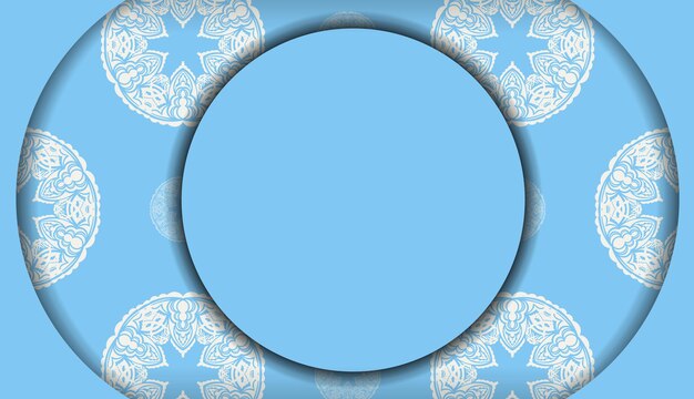 Baner W Kolorze Niebieskim Z Greckim Białym Ornamentem Do Projektowania Pod Tekstem