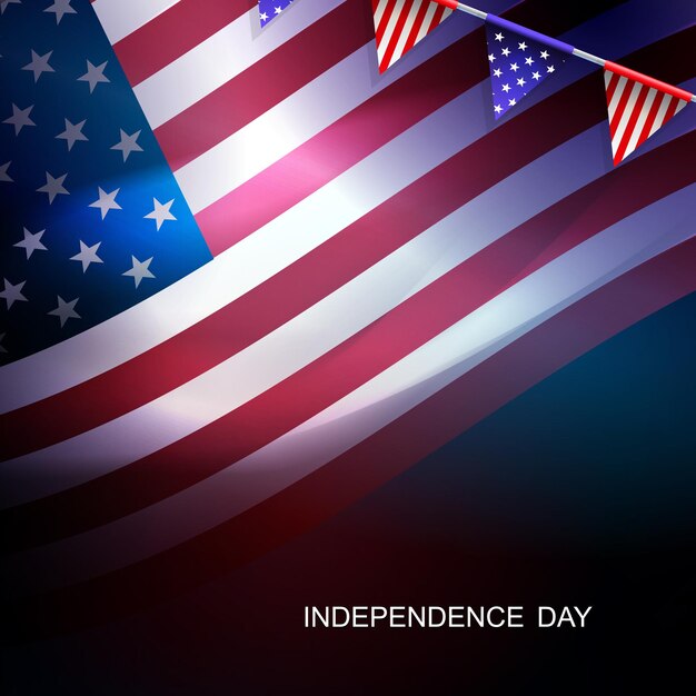 Baner z flagą Ameryki, symbolem narodowym izolowanej girlandy USA