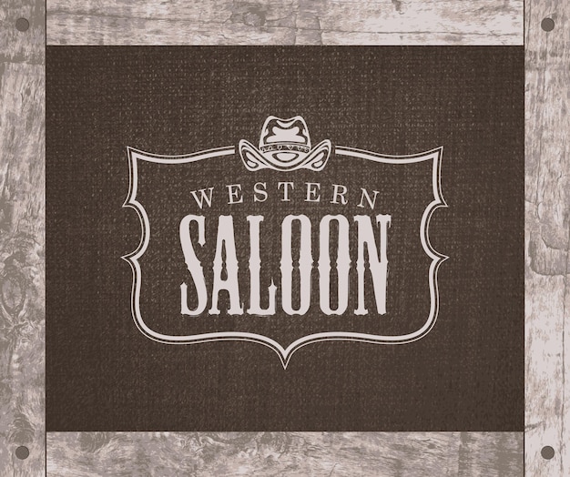 Baner Z Kowbojskim Kapeluszem I Słowami Western Saloon