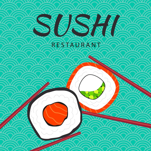 Baner z rolkami sushi. Ilustracja wektorowa