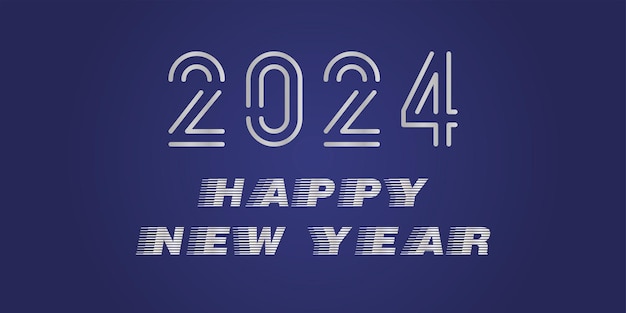 Baner z życzeniami 2024 i Nowego Roku na niebieskim tle