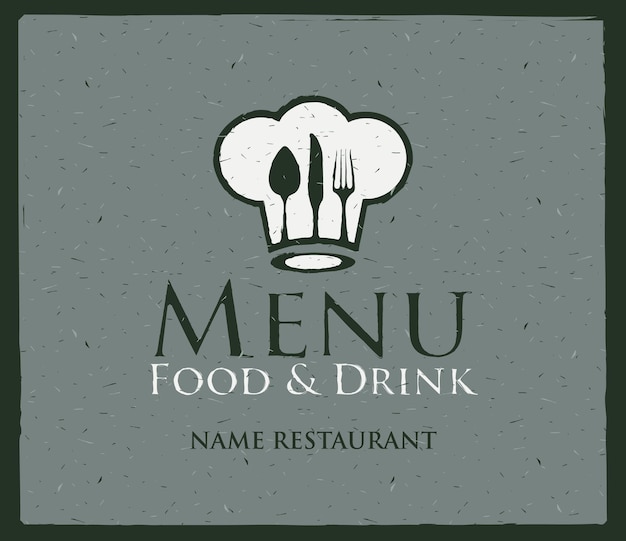 banerowe menu restauracji z czapką szefa kuchni i sztućcami