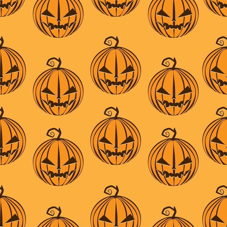 Wektor bania deseniowy bezszwowy na pomarańczowym szczęśliwym halloween.