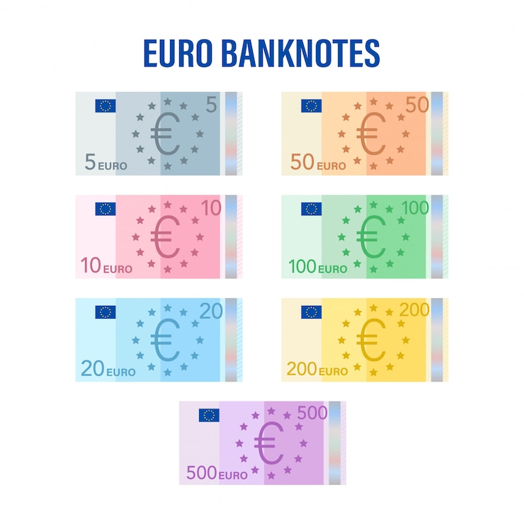 Wektor banknoty pieniędzy euro. płaskie euro za papierowe pieniądze. pomysł na biznes. ilustracji.