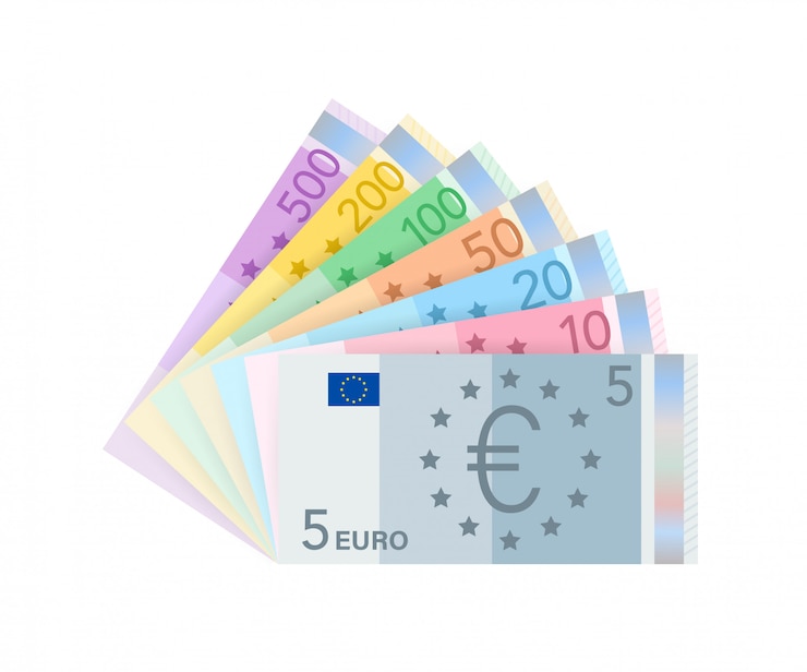 Wektor banknoty pieniędzy euro. płaskie euro za papierowe pieniądze. pomysł na biznes. ilustracji.