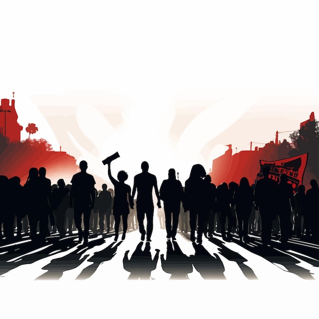 Plik wektorowy banner_silhouette_protestatorzy