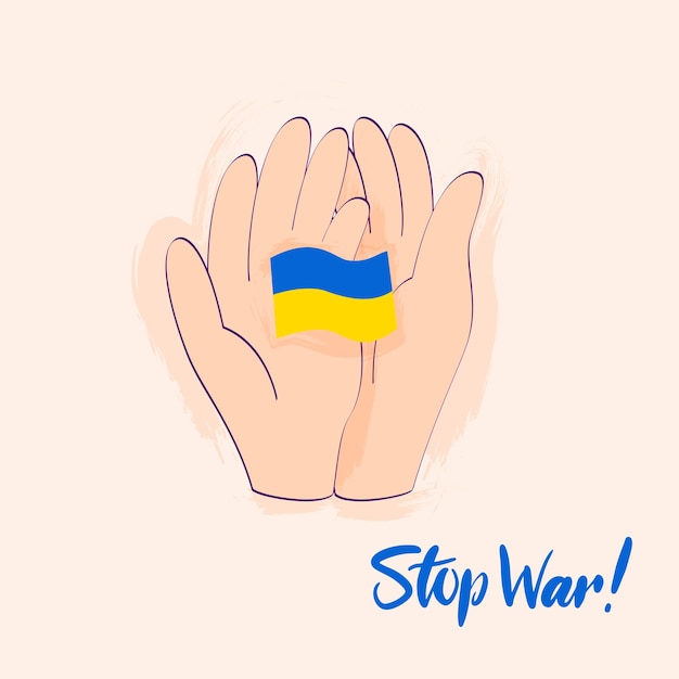 Banner Stop Wojny Na Ukrainie Ilustracja Wektorowa Odręcznej Kaligrafii