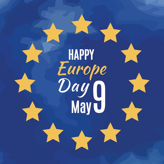 Banner z okazji Dnia Europy projekt typografii Flaga Unii Europejskiej