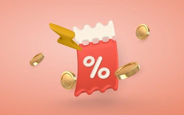 Banner zakupów internetowych Kupon zniżki pieniądze Promocja oferty specjalnej Ilustracja wektorowa