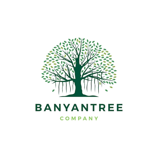 Banyan Drzewo Ikona Ilustracja Logo