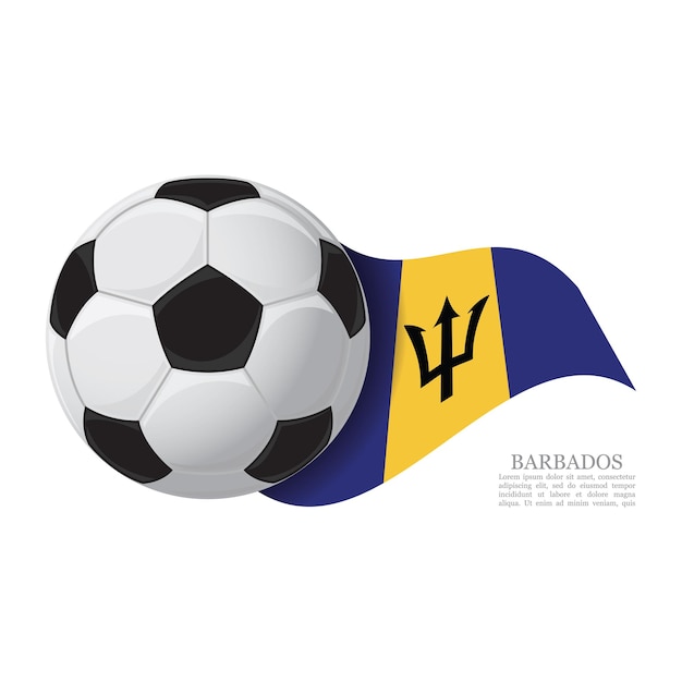 Barbados Macha Flagą Z Piłką Nożną Koncepcja Wsparcia Drużyny Piłkarskiej