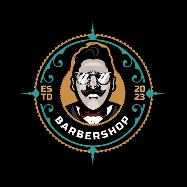 Plik wektorowy barber shop retro emblematy w stylu art deco stylowe szablony logo fryzjera