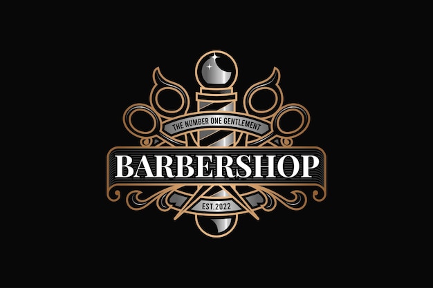 Barbershop Elegancki Złoty Szablon Logo