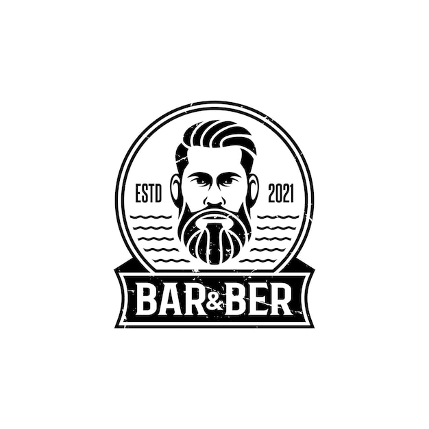 Plik wektorowy barbershop gentlemens hair men logo vintage w stylu retro premium