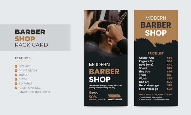 Barbershop Rack Card Lub Szablon Ulotki Dl Salon Piękności Rack Card Design