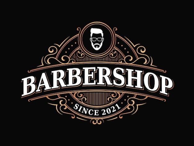 Barbershop Vintage Królewski Luksusowy Wiktoriański Ozdobne Logo