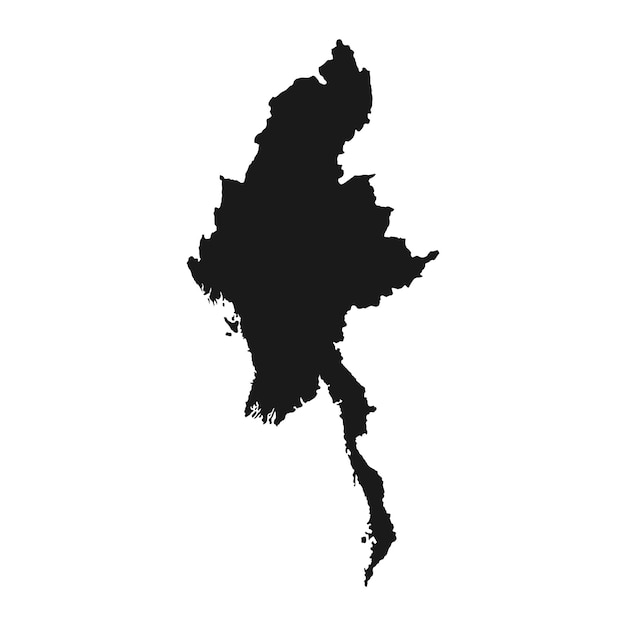 Bardzo Szczegółowa Mapa Birmy Z Granicami Na Białym Tle