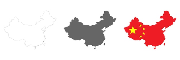 Bardzo szczegółowa mapa Chin z granicami na białym tle