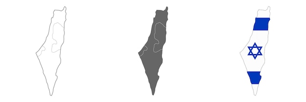 Bardzo szczegółowa mapa Izraela z granicami na białym tle