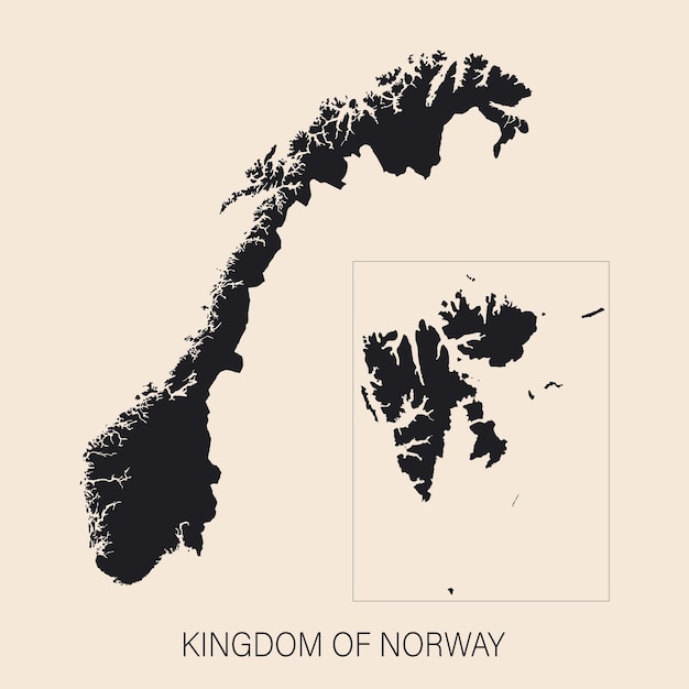 Bardzo Szczegółowa Mapa Norwegii Z Granicami Na Białym Tle Płaski Styl