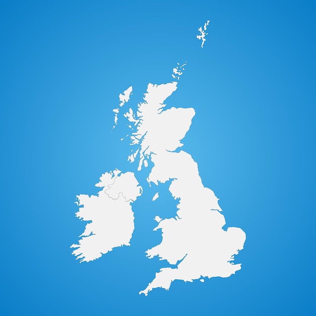 Bardzo Szczegółowa Mapa Wielka Brytania Z Granicami Na Białym Tle. Płaski Styl