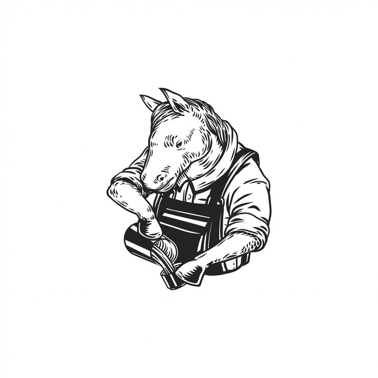Wektor barista ilustracji konia