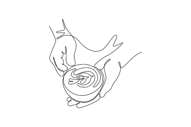 Barista robi kawy koncepcję pojedynczej linii rysunku projektowania ilustracji graficznej wektorowej
