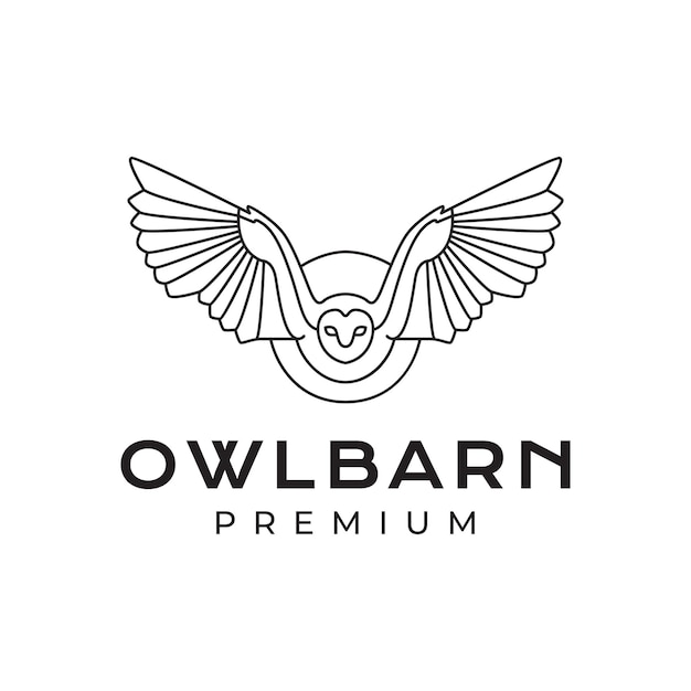 Barn Owl Fly Wings Hunter Freedom Line Style Circle Nowoczesny Minimalistyczny Projekt Logo Ilustracja Ikony Wektorowej