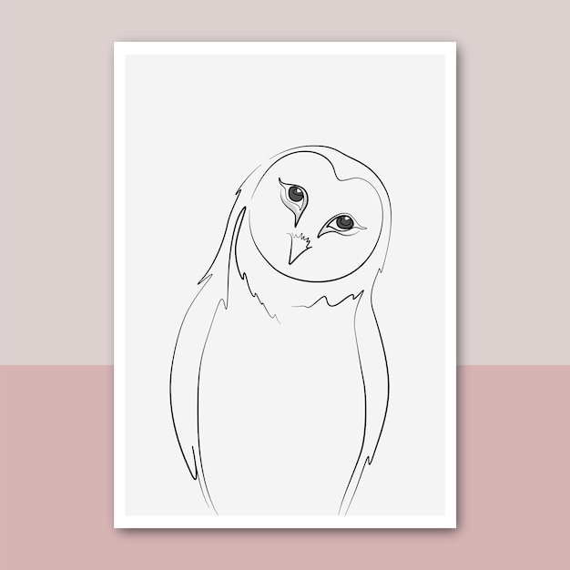 Barn Owl Wektor Rysowanie Linii Ilustracja ścienna Płótno