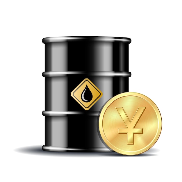 Baryłka Ropy Naftowej I Złota Moneta Walutowa Juana Na Białym Tle