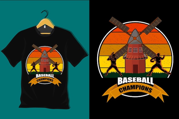 Baseball Champions Retro Vintage T Shirt Design