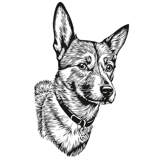 Plik wektorowy basenji pies wektor twarz rysunek portret szkic styl vintage przezroczyste tło realistyczne rasy zwierząt domowych