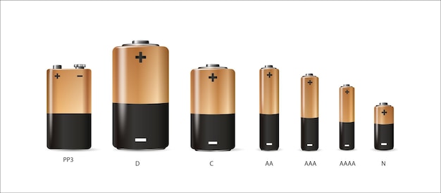 Plik wektorowy bateria alkaliczna inny rozmiar na białym tle wektor baterii