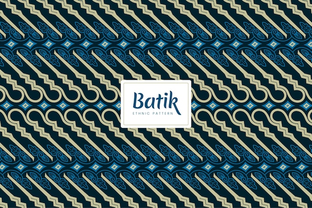 Batik Indonezyjski Parang Tradycyjne Ozdobne Wzory Kwiatowe Vector Blue Navy