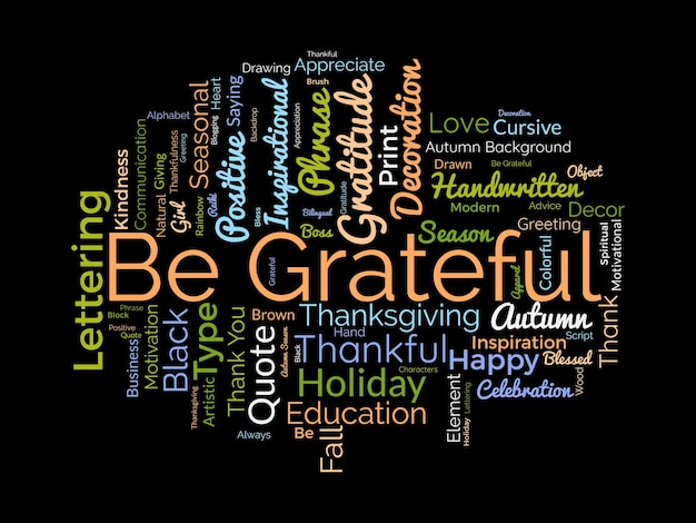 Plik wektorowy be grateful word cloud template gratitude concept vector background