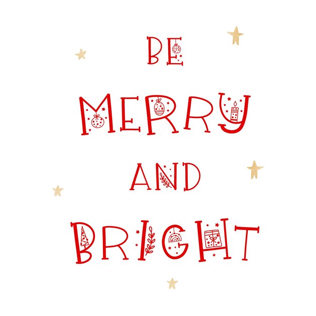 Plik wektorowy be merry and bright christmas pozdrowienia literackie ilustracja wektorowa