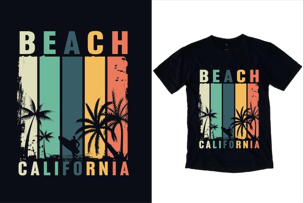 Beach California Retro Typografia Do Projektowania Koszulek