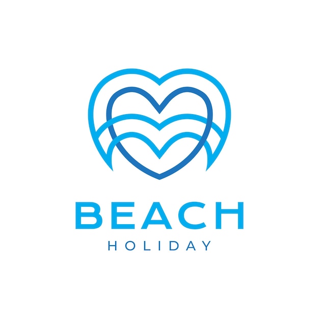 Beach Lover Heart Holiday Line Prosty Kolorowy Nowoczesny Projekt Logo Ilustracja Ikony Wektorowej