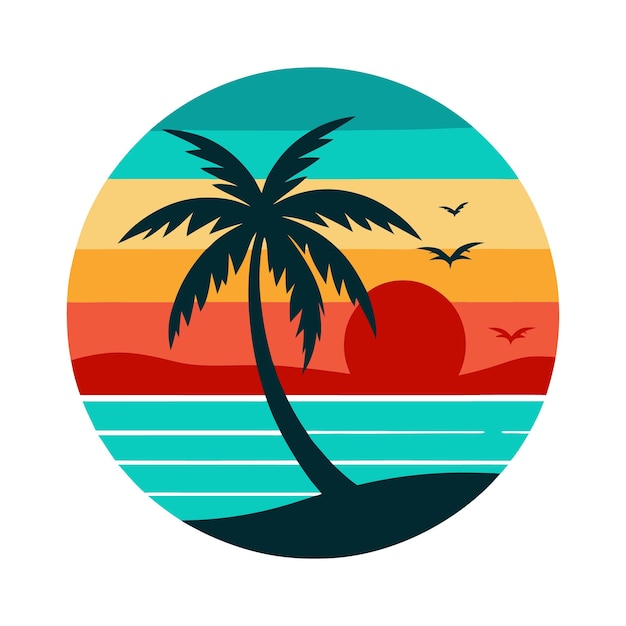 Beach Surf Silhouette Vector Retro Ocean Wave Design z deską surfingową amp Sunset Minimalist Coastal