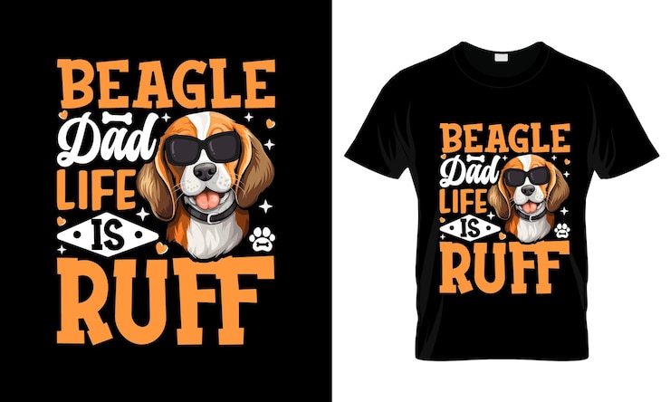 Wektor beagle tata życie jest ruff kolorowy graficzny koszulka beagle koszulka projekt