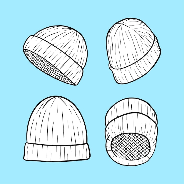 Beanie Rysunku Czarno-białych Ilustracji