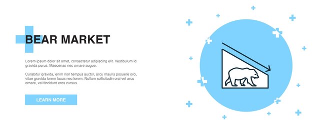 Plik wektorowy bear market ikona banner zarys szablon koncepcja ilustracja linii bear market