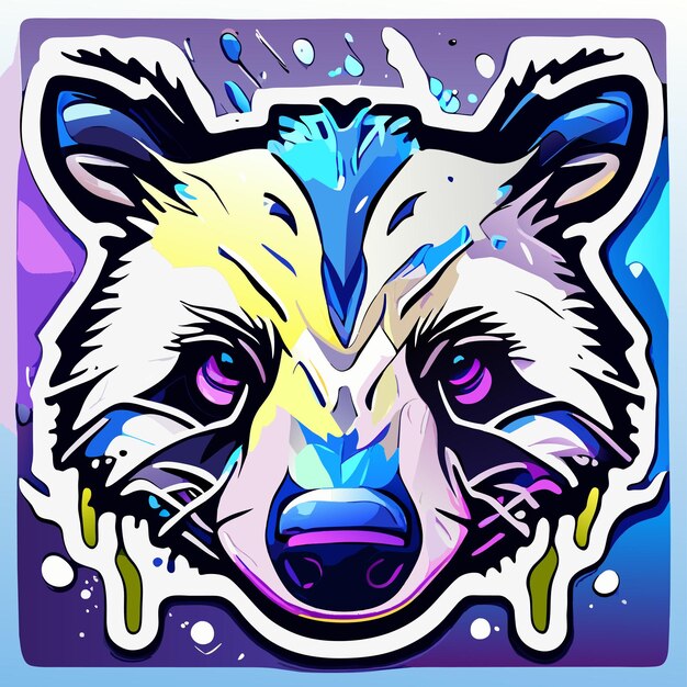 Plik wektorowy bear wolf paint splash art maskotka logo ręcznie narysowana płaska stylowa naklejka kreskówkowa ikonka koncepcja izolowana