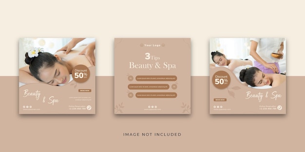 Beauty And Spa Social Media Szablon postu na Instagram z 3 wskazówkami