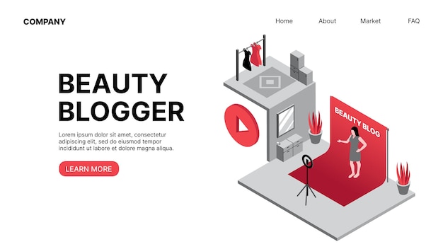 Beauty Blogger Vlogging Pozioma Strona Docelowa W Sieci
