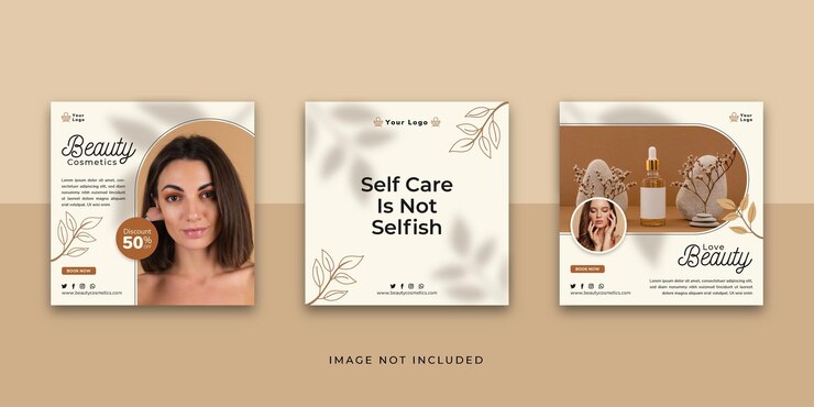 Wektor beauty cosmetics social media szablon postu na instagram