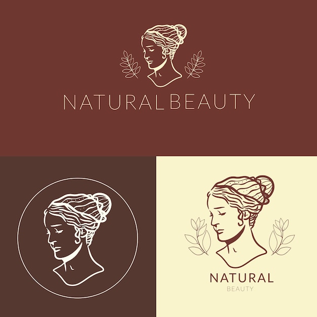 Beauty Logo Z Kolekcją Tła W Stylu Vintage